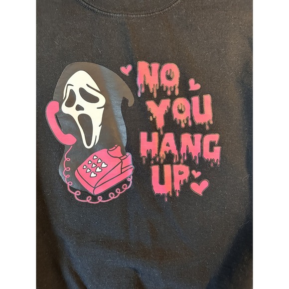 Gildan No You Hang Up Long Sleeve Sweatshirt Black XL Heavy Blend Scream Movie - Picture 2 of 5
